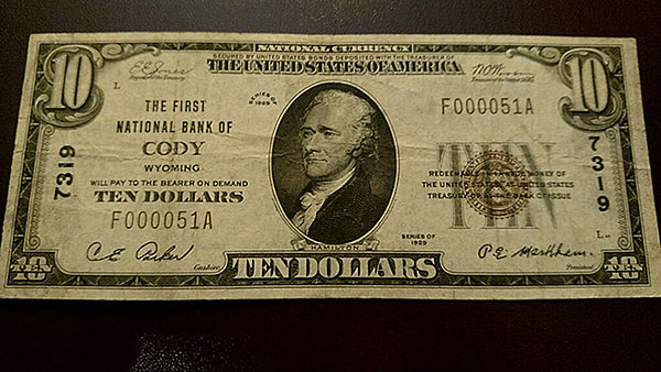 $10 Cody Wyoming Bank Note