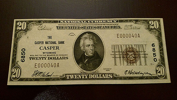 $20 Casper Wyoming Bank Note