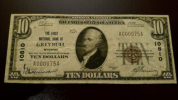 $10 Greybull Wyoming Bank Note