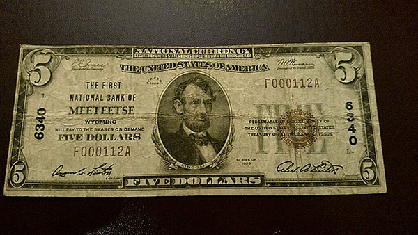 $5 Meeteese Bank Note
