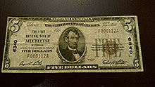 $5 Meeteese Wyoming Bank Note