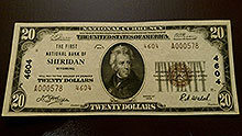 $20 Sheridan Wyoming Bank Note